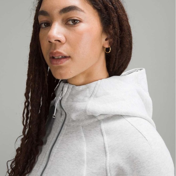 Lululemon Scuba Full-Zip Cropped Hoodie Heathered Core Ultra Light Grey Size 6 - Picture 16 of 16